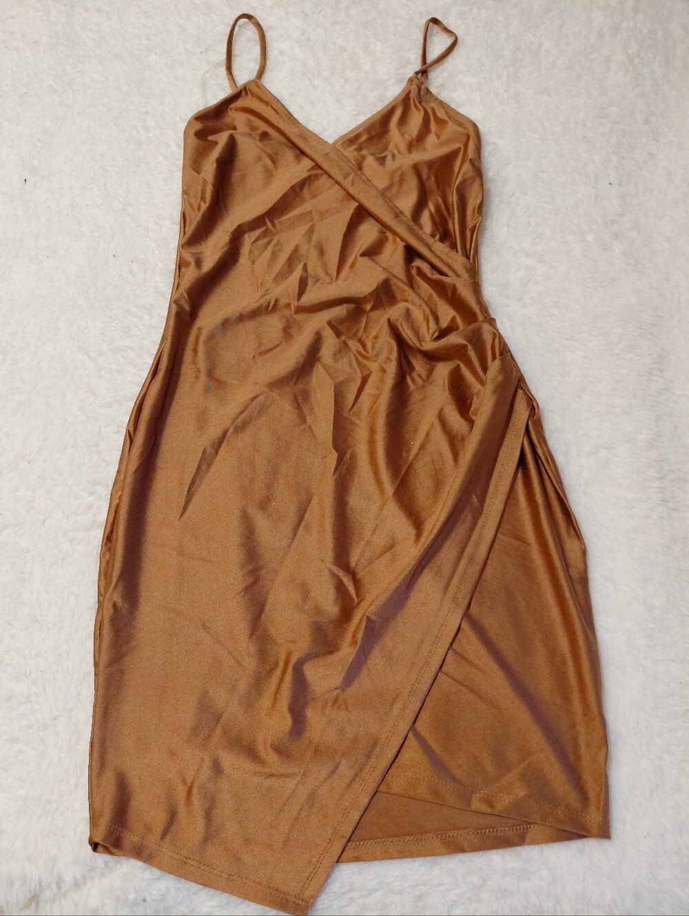 Misty Rose Copper  Faux Wrap Mini Dress Size S